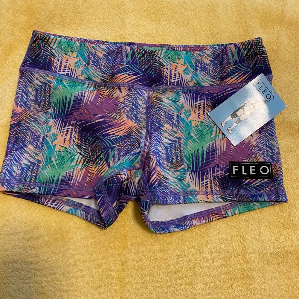 Fleo Purple and Green Athletic Shorts Vibrant Design